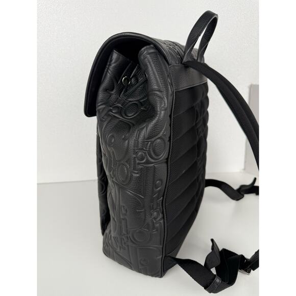 Christian Dior Black Gravity And Grained Leather Daily Backpack With Flap - Picture 15 of 16